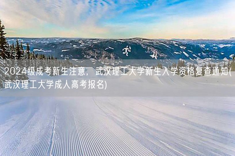 2024级成考新生注意，武汉理工大学新生