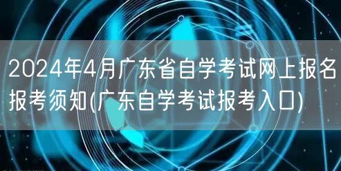 2024年4月广东省自学考试网上报名报考