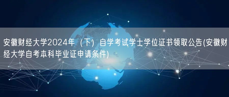 安徽财经大学2024年（下）自学考试学士