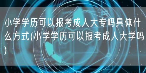小学学历可以报考成人大专吗具体什么方式(