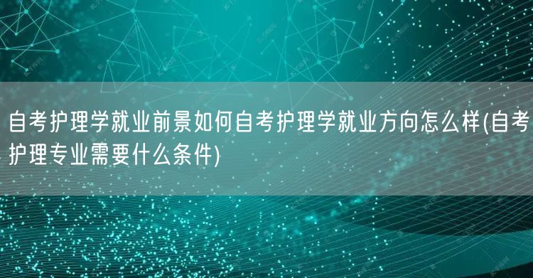 自考护理学就业前景如何自考护理学就业方向