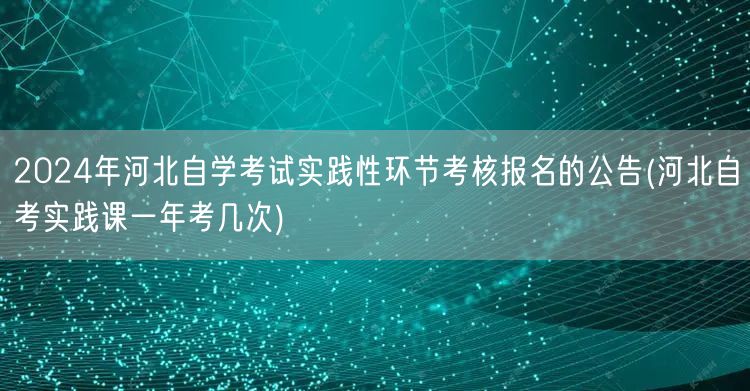 2024年河北自学考试实践性环节考核报名