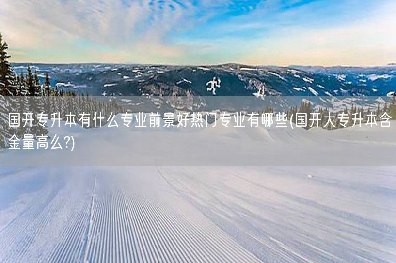 国开专升本有什么专业前景好热门专业有哪些