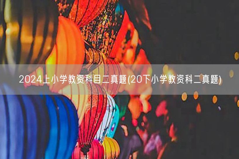2024上小学教资科目二真题含解析-20
