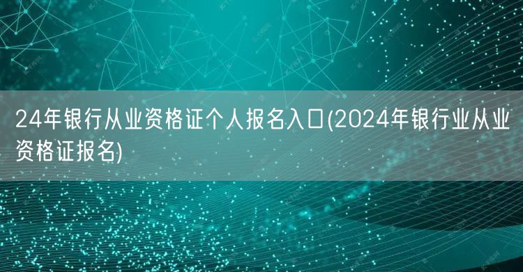 2024银行从业资格证个人报名官网入口